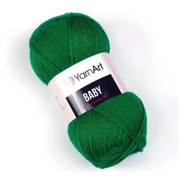 Пряжа YARNART 50 г, довжина 150 м, 100% акрил, бебі вул, артикул 681341, зелений, номер кольору 338 681341-42280 фото
